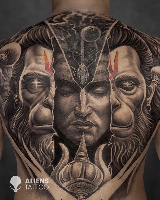 Massive full-back Buddha tattoo