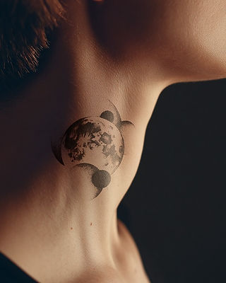 Moon phase tattoo behind ear for lunar energy – Aliens Tattoo