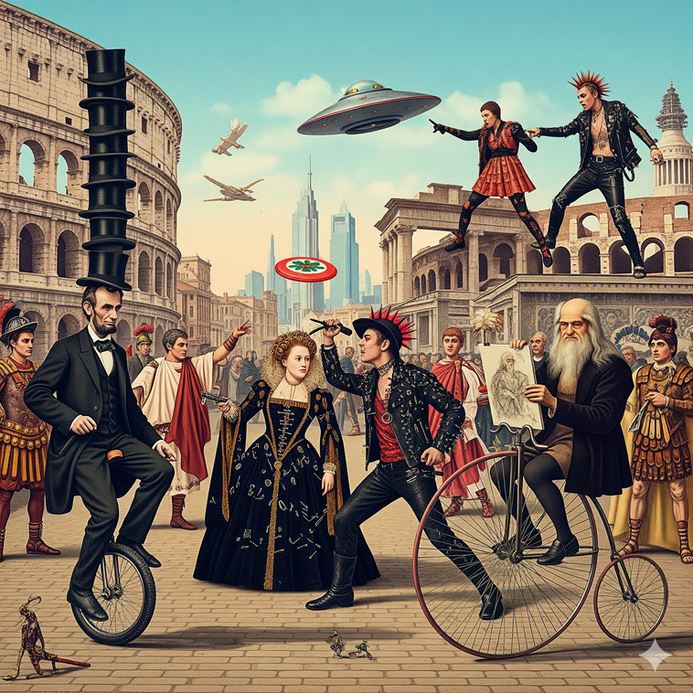 Image of strange history people and objects