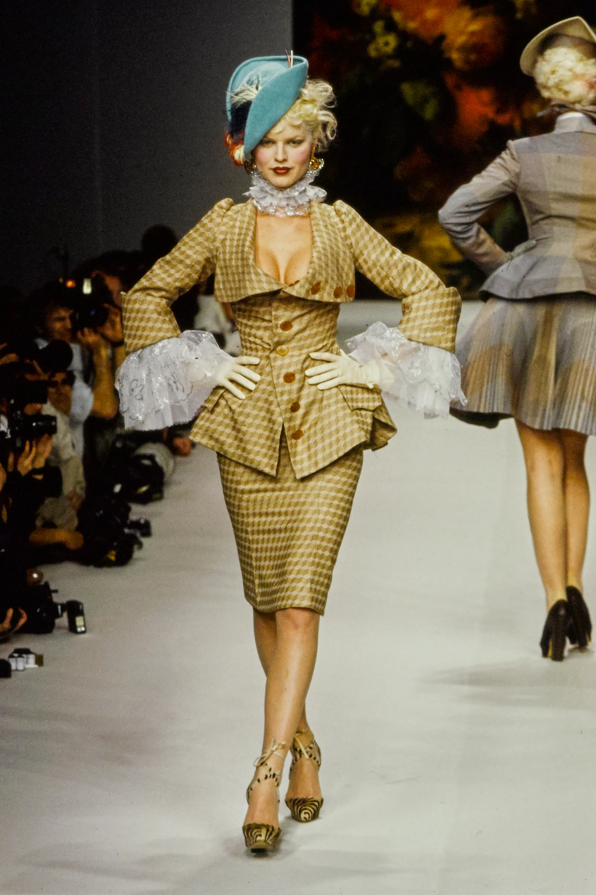 A woman in a French historical-inspired look.