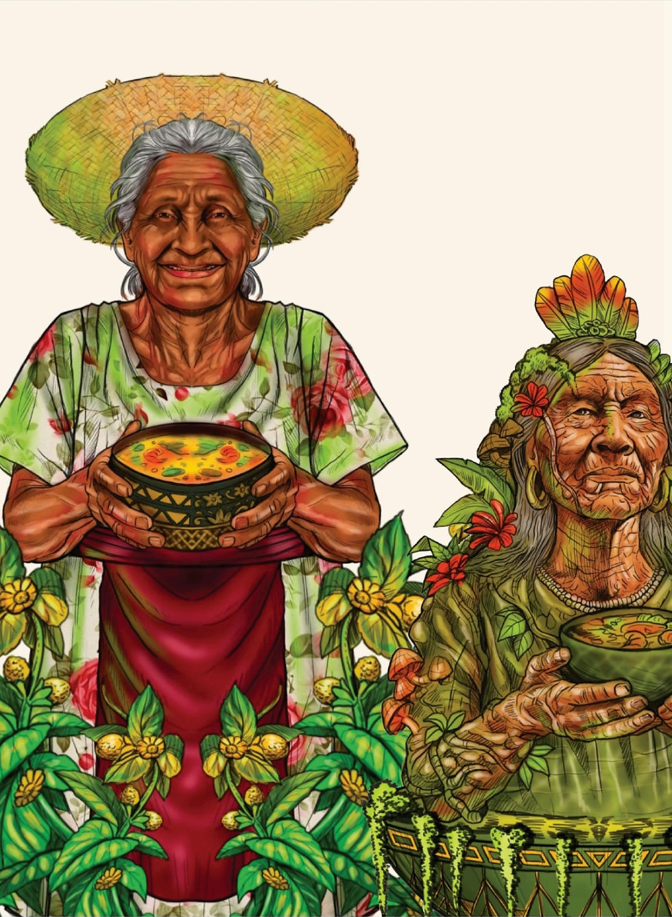 Figura Típica Regional “Tacacazeira da baixa”, apresentada na segunda noite do Festival de Parintins, em 28 de junho de 2025 (Imagem: Reprodução/Revista Garantido 2025)
