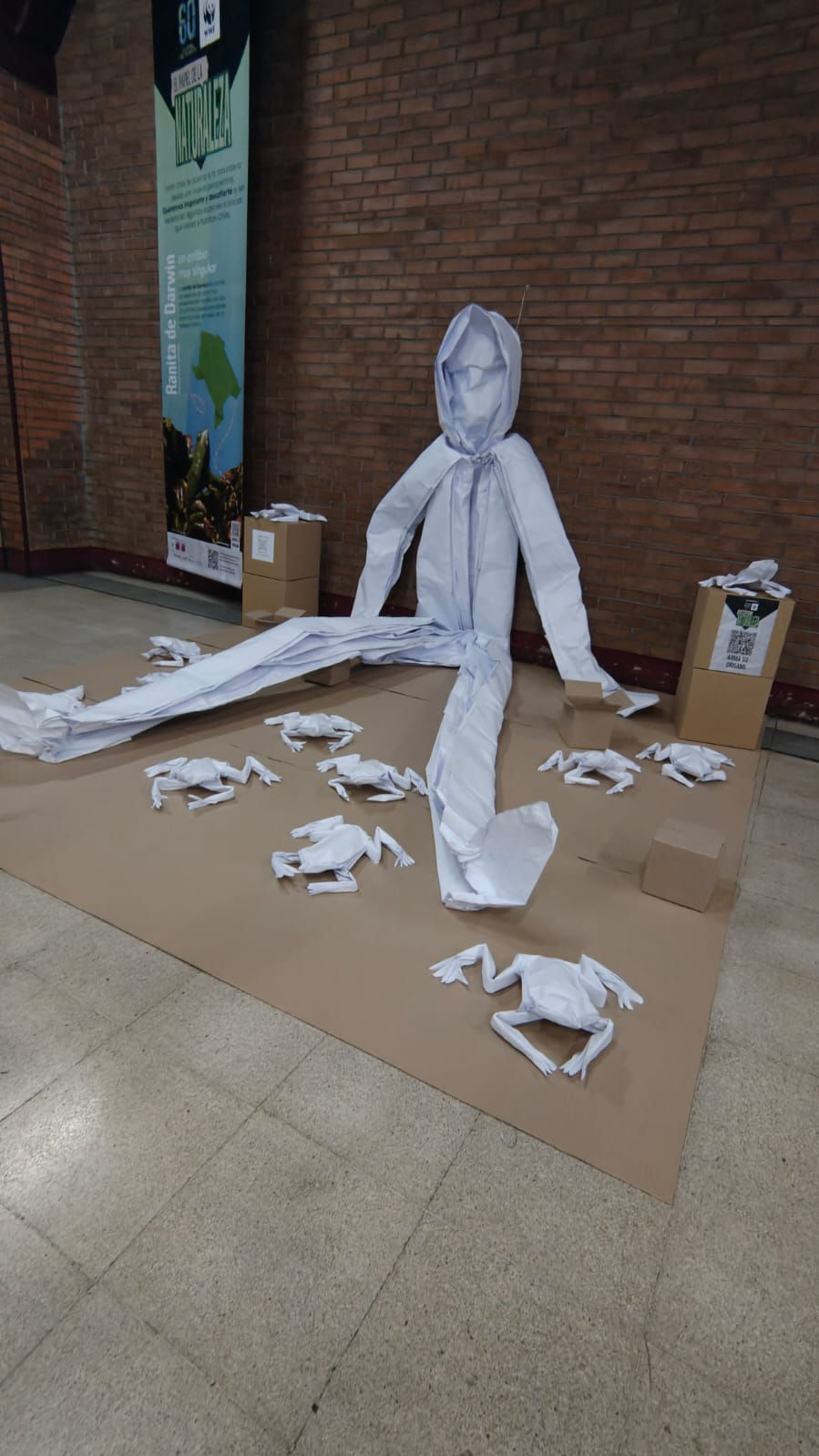 ONG Ranita de darwin presentes en Metro Baquedano, en taller de origami Hora deL Planeta 2026 WWF Chile