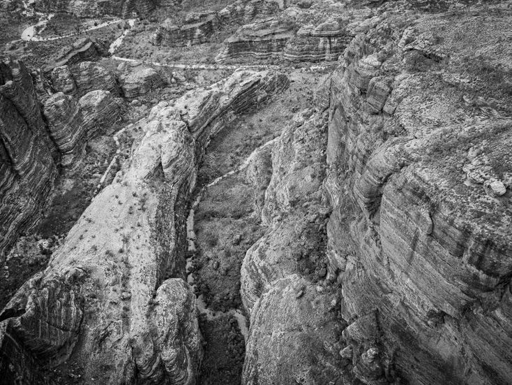 aerial black and white photograph of Purnulunu national park 