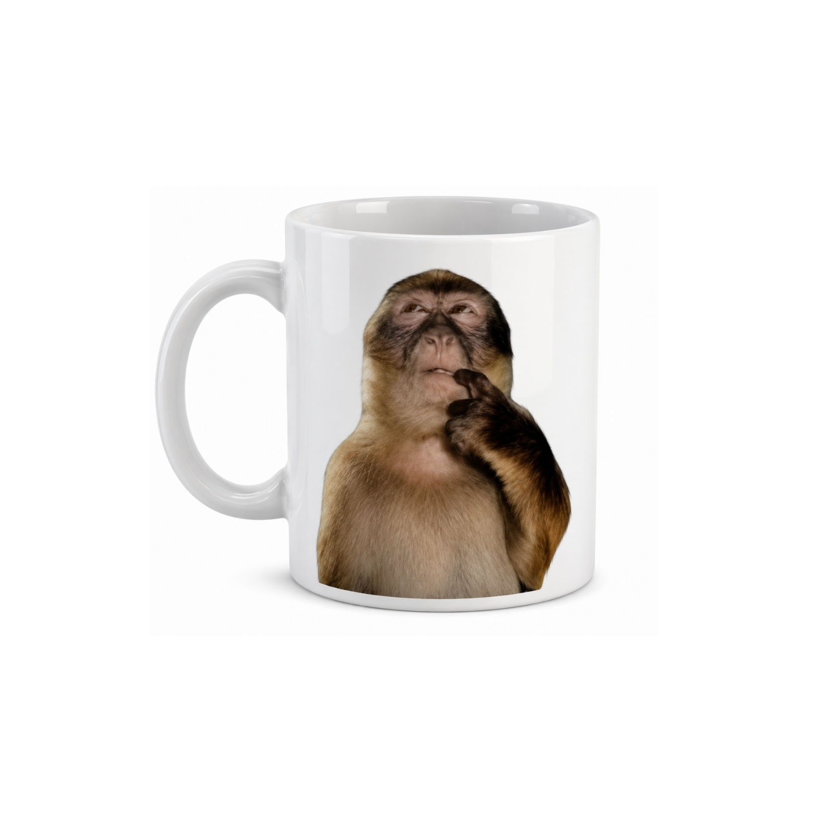 Caneca Meme "Macaco pensante"