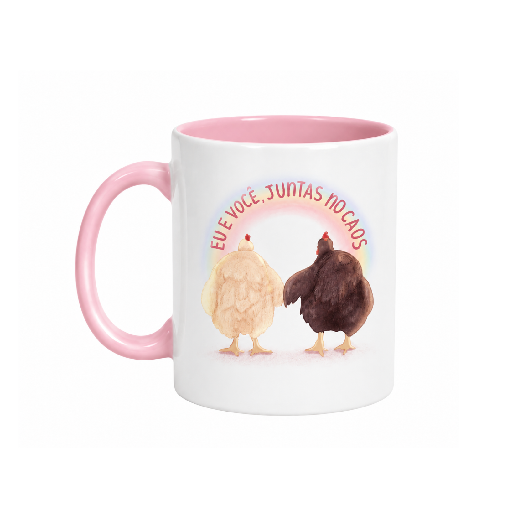 Caneca Frase "Eu e você, juntas no caos"