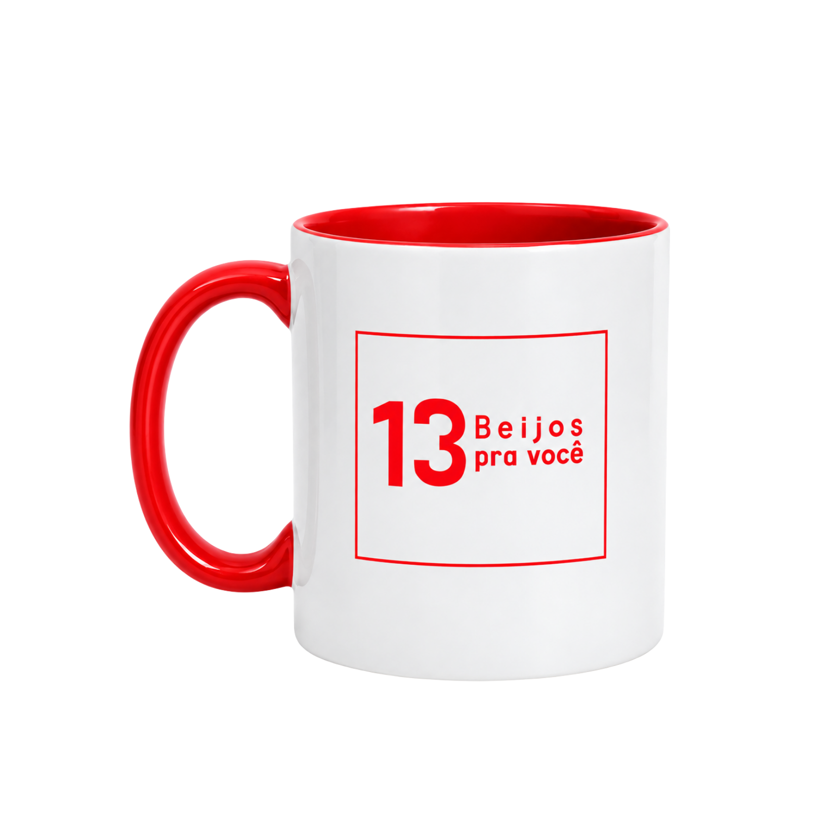 Caneca Frase "13 beijos para você"