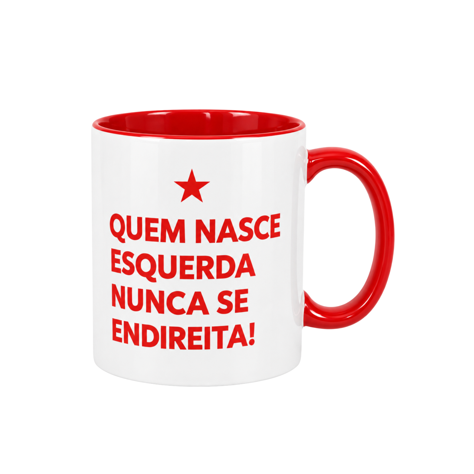 Caneca Frase "Quem nasce esquerda nunca se endireita"