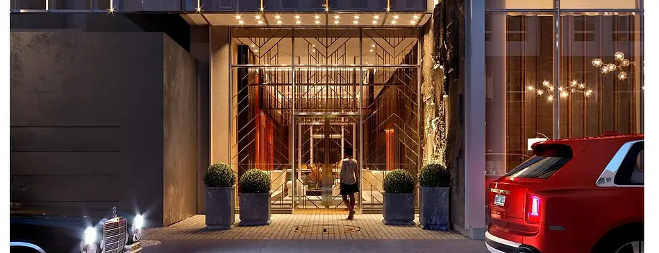 Gatsby condos entrance lobby Downtown Montreal