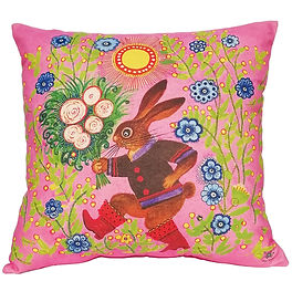 Cute bunny cushion, pink nursery decor,