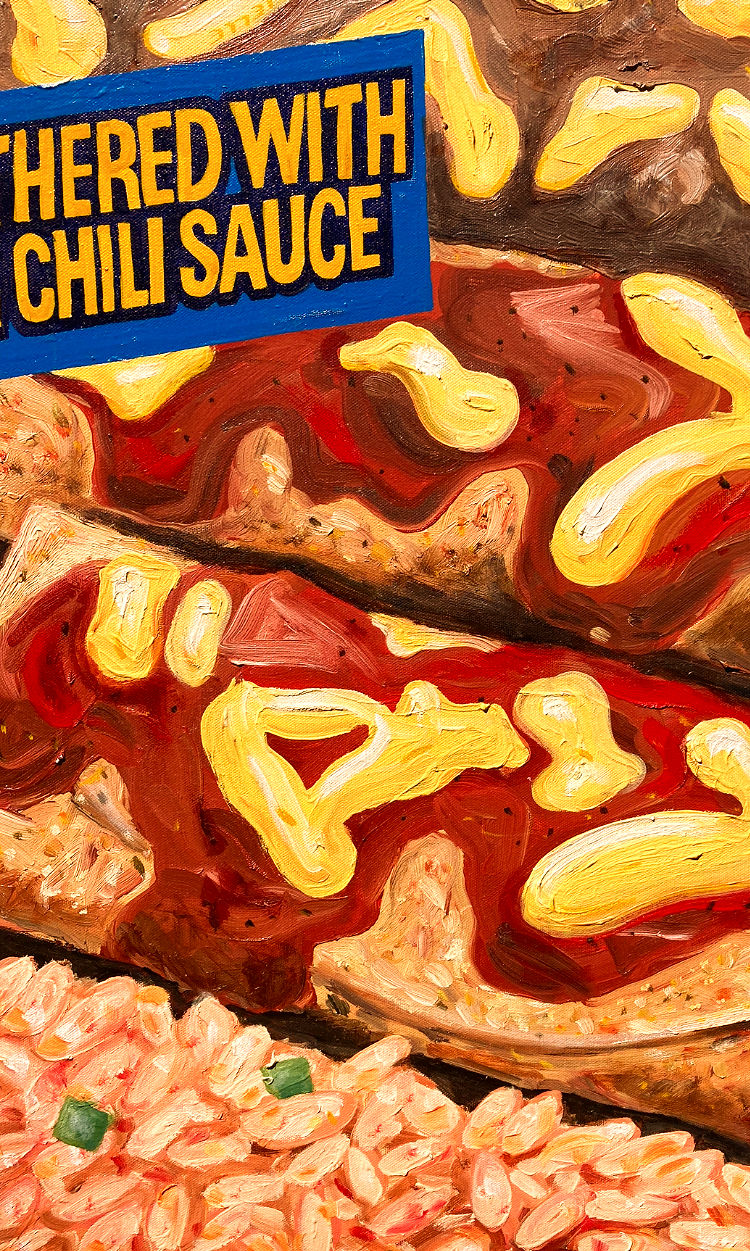 Smothered With Rich Chlli Sauce (oil on canvas)