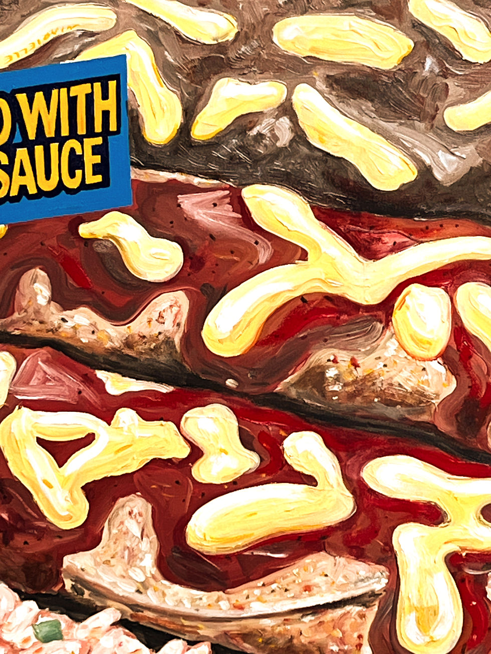 Thumbnail: Smothered With Rich Chlli Sauce  (oil on canvas)