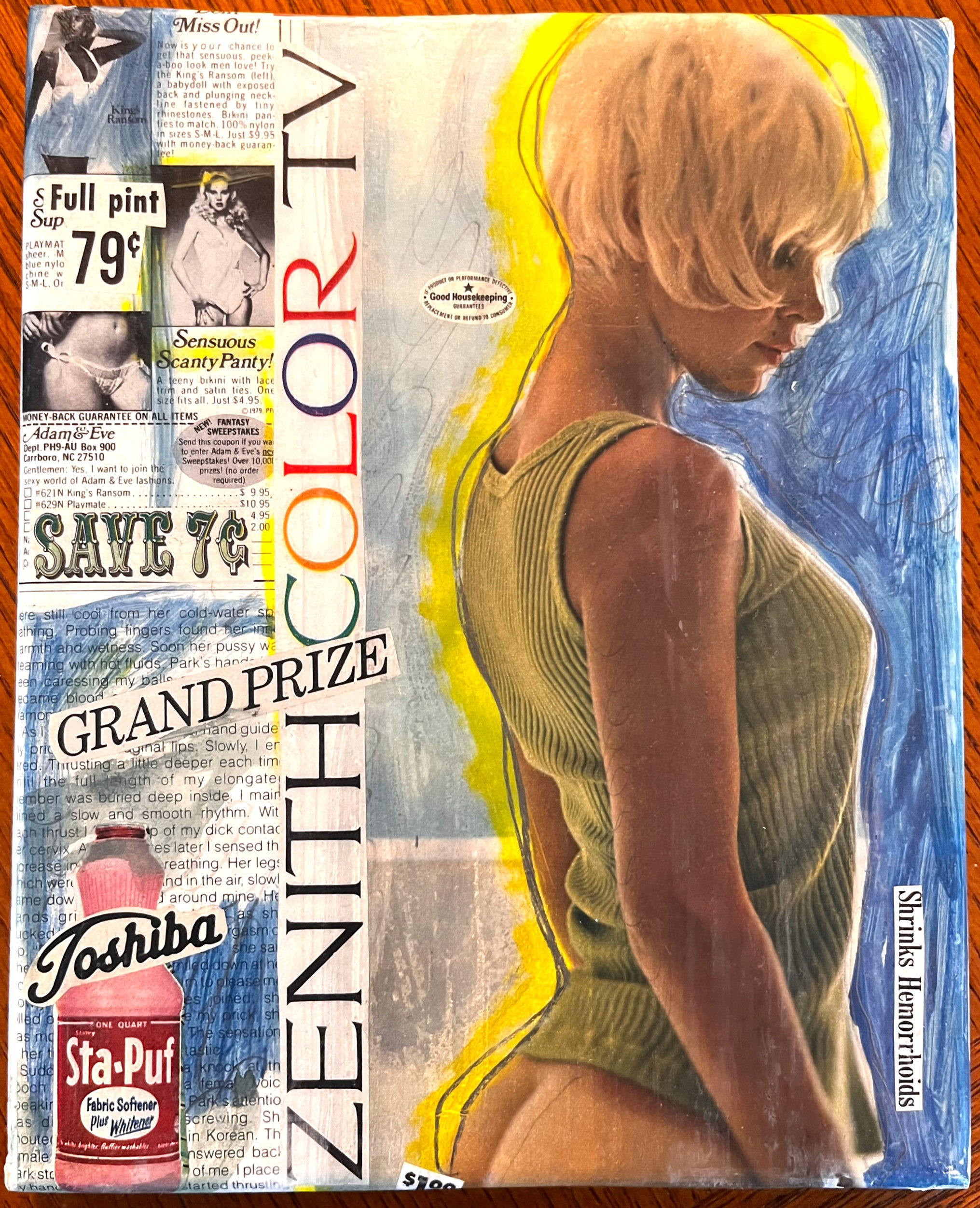 Collage Print and Wax on Canvas (Zenith Color ) 8x10 inch