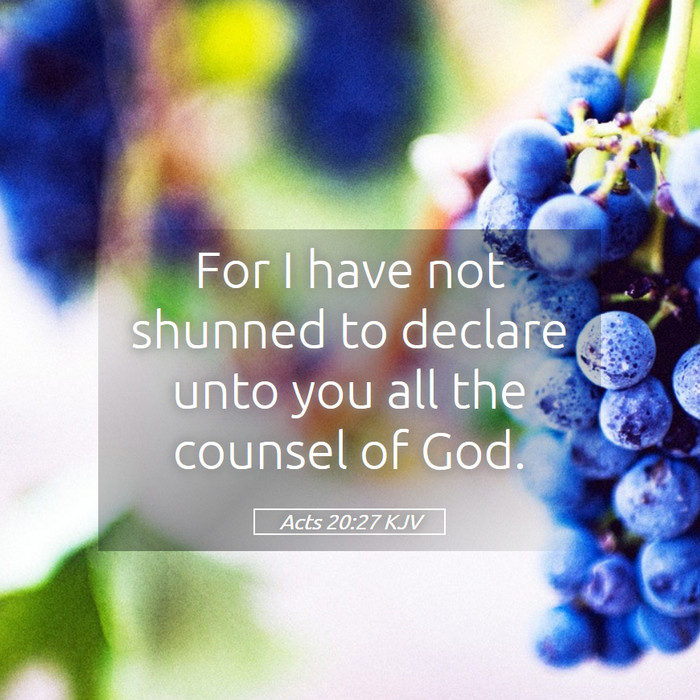 Paul's example in teaching the 'Whole counsel of God' Acts 20:27