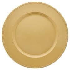 Beaded Plastic Round Charger Plate - Gold
