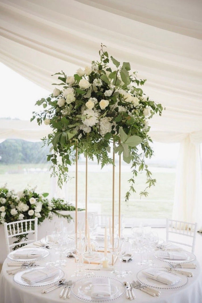 Rectangular Prism With Floral Arrangement Centerpiece