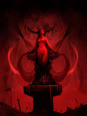 Demonic Dnd altar frazetta Style