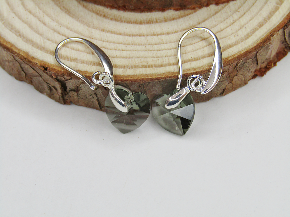 Miniatura: Aros Cristal Corazón Gris