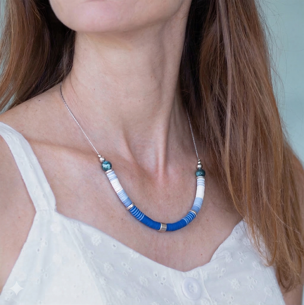 תמונה ממוזערת: שרשרת יולי - שרשרת כסופה עם חרוזי סיליקון