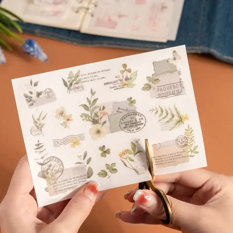Thumbnail: 3 PCS FLORAL HANDBOOK TRANSFER STICKER