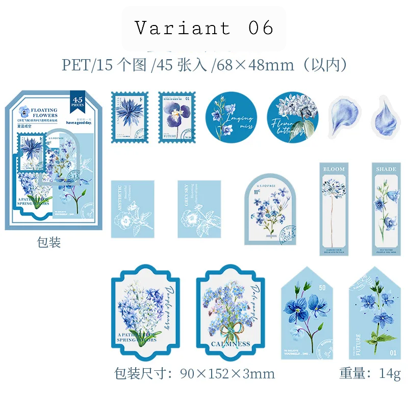 Thumbnail: 45 PCS FLOATING FLOWER THEME STICKER