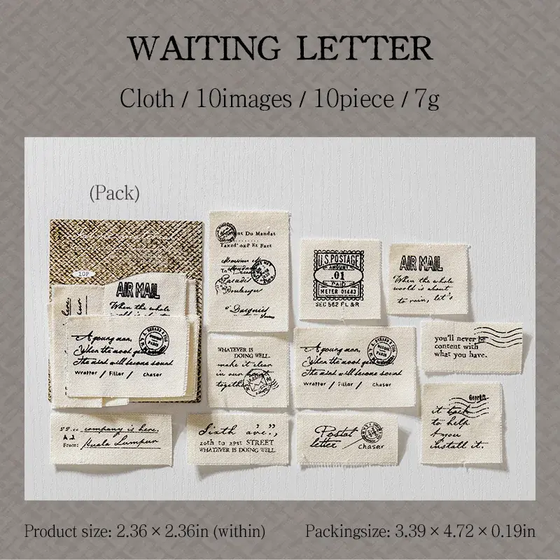 Thumbnail: 10 PCS CLOTH MATRIAL HANDMADE SERIES RETRO MATERIAL DECO