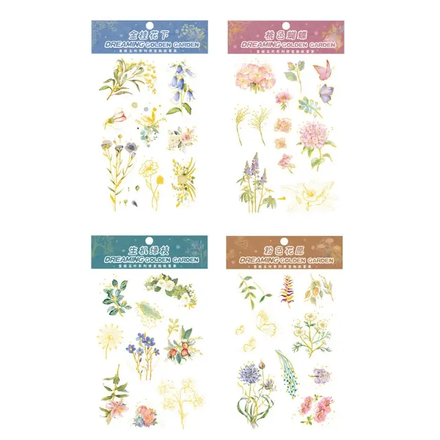 Thumbnail: 3 PCS BRONZING FLORAL STICKER SHEETS