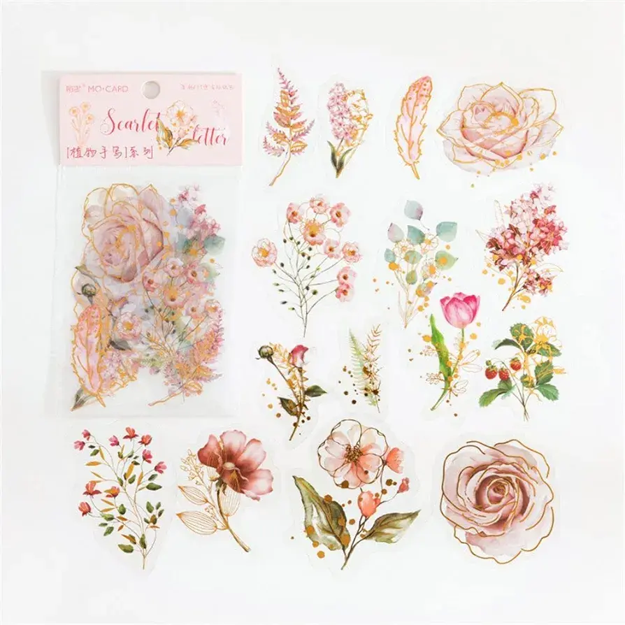 Thumbnail: 30 PIECES FLORAL BRONZING STICKERS