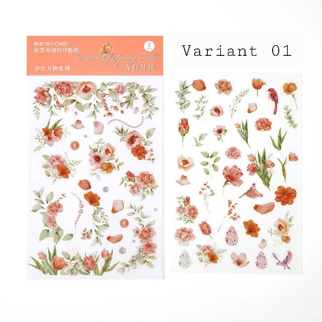 Thumbnail: 2 PCS FLORAL TRANSFER STICKER SHEETS