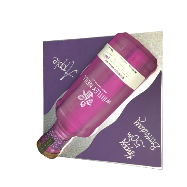 A unique cake shaped like a Whitley Neil gin bottle, perfect for gin lovers and special occasions. Handcrafted with attention to detail for a visually stunning centrepiece.