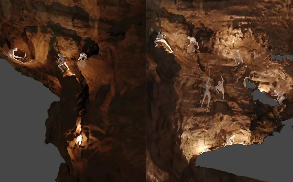 מבקרי מערות קדומים נאלצו להתגבר על מעברים צרים ומורדות אנכיים / Intxaurbe et al., Journal of Field Archaeology 2025