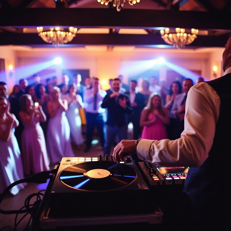 wedding vinyl dj equiptment facing the crowd first dance.jpg