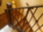Hammered metal railing and barn wood stairs