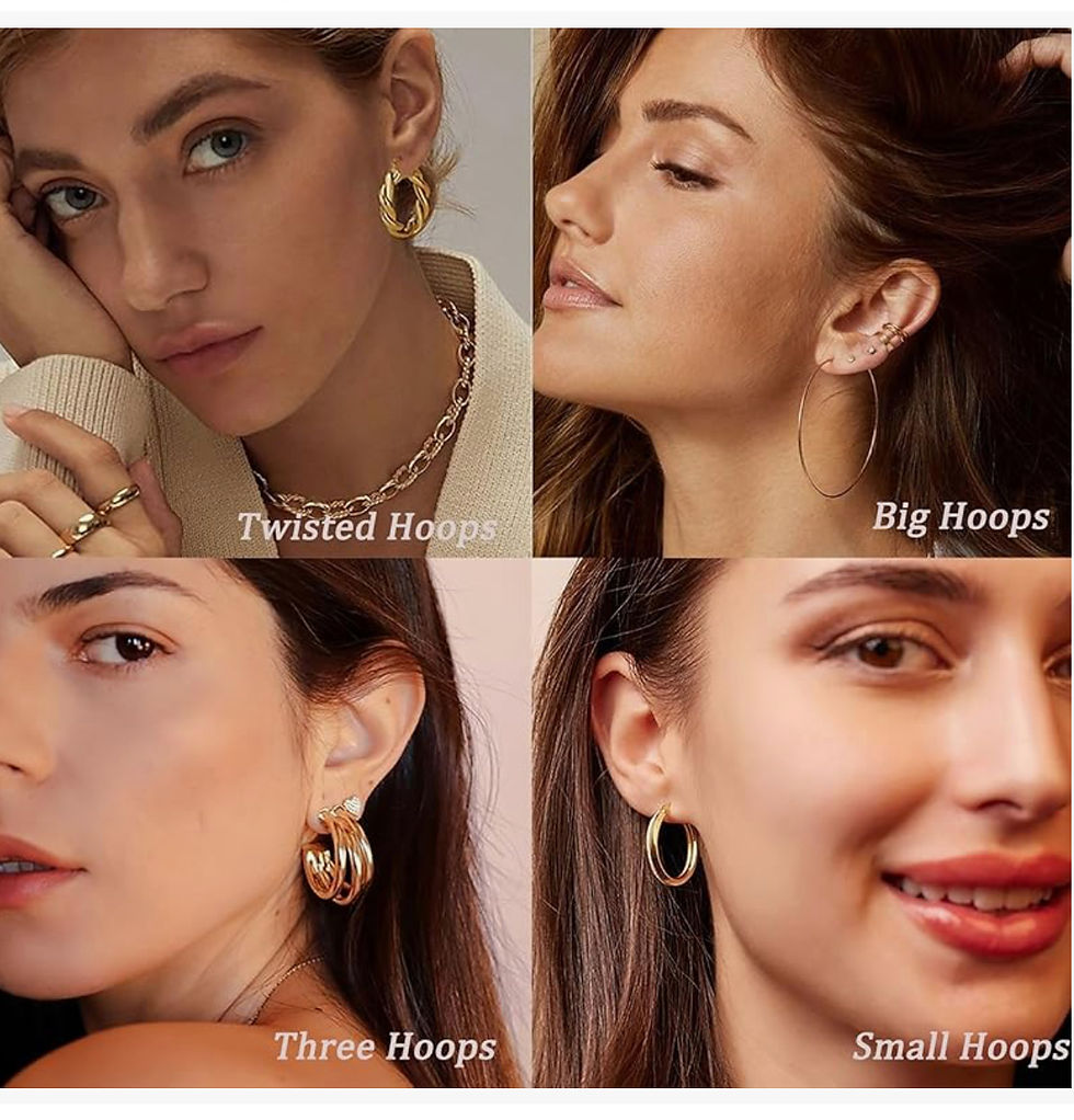 Thumbnail: Gold Hoop Earrings Set for Women, Fashion Hypoallergenic Chunky Twisted Pearl St