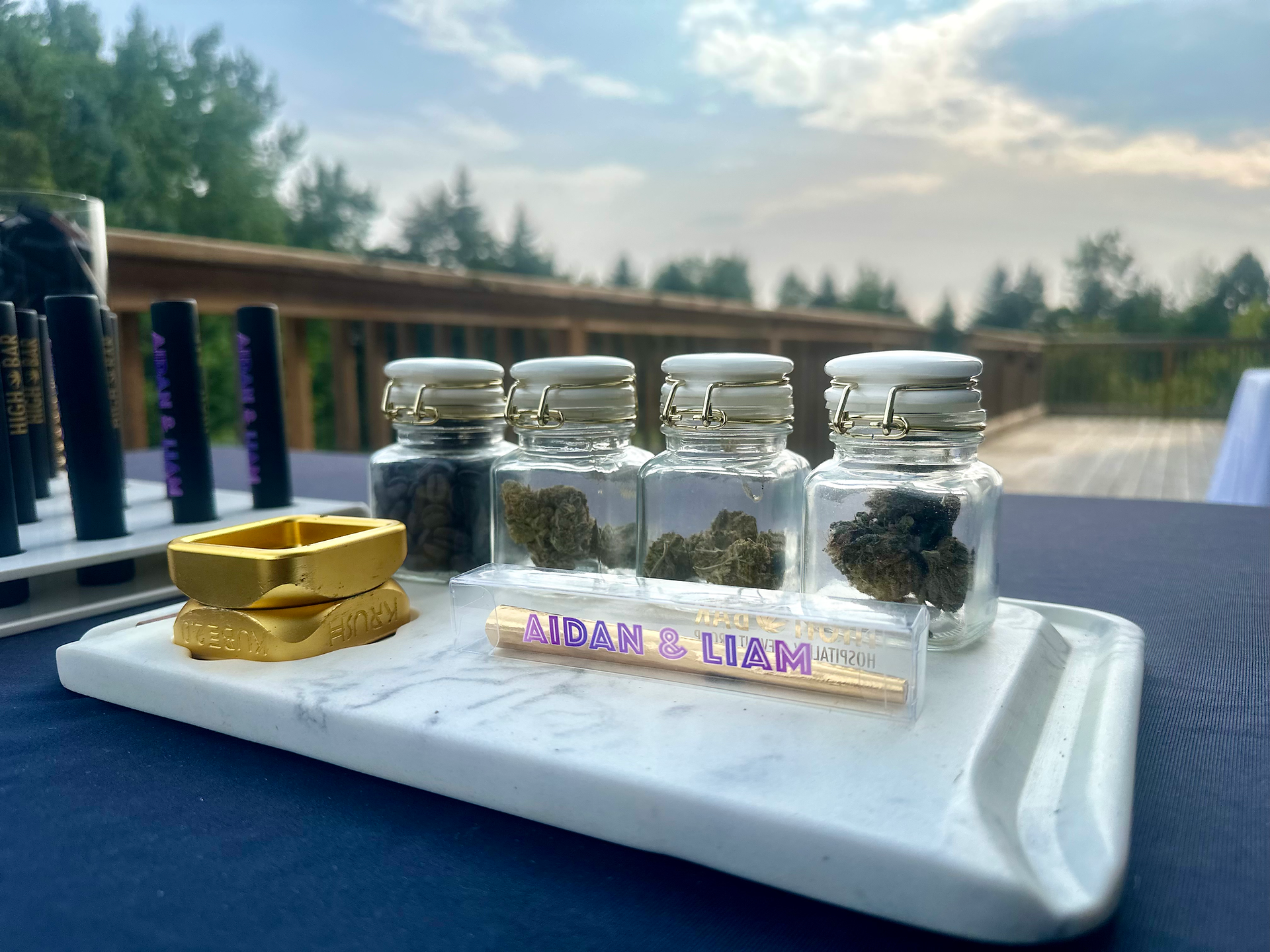 cannabis wedding Ontario, wedding cannabis bar, cannabis event professionals, custom pre-rolls wedding, vape on tap cannabis, Magic Hill Farm wedding, responsible cannabis consumption, personalized cannabis favors, Jane West cannabis collaboration