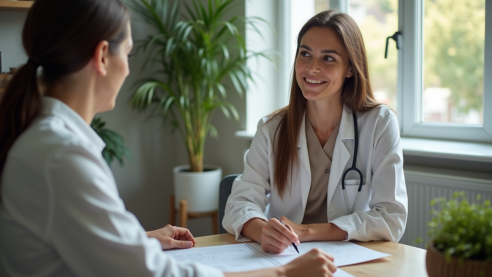 High angle view of a nutritionist consulting with a client