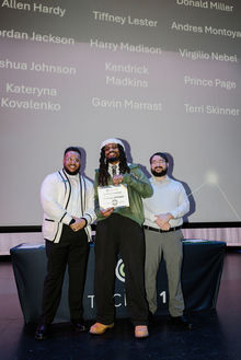 Adult career training graduate holding a certificate