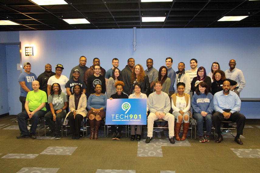 Adult career training students at Tech901 in Memphis.