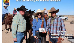 Tim Horn and Ryan Else presenting year end SACHA buckle to a client of Tim Horn's
