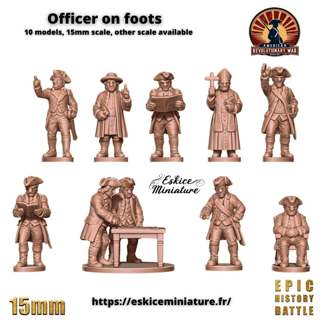 American War of Independence Foot Officers (15mm)