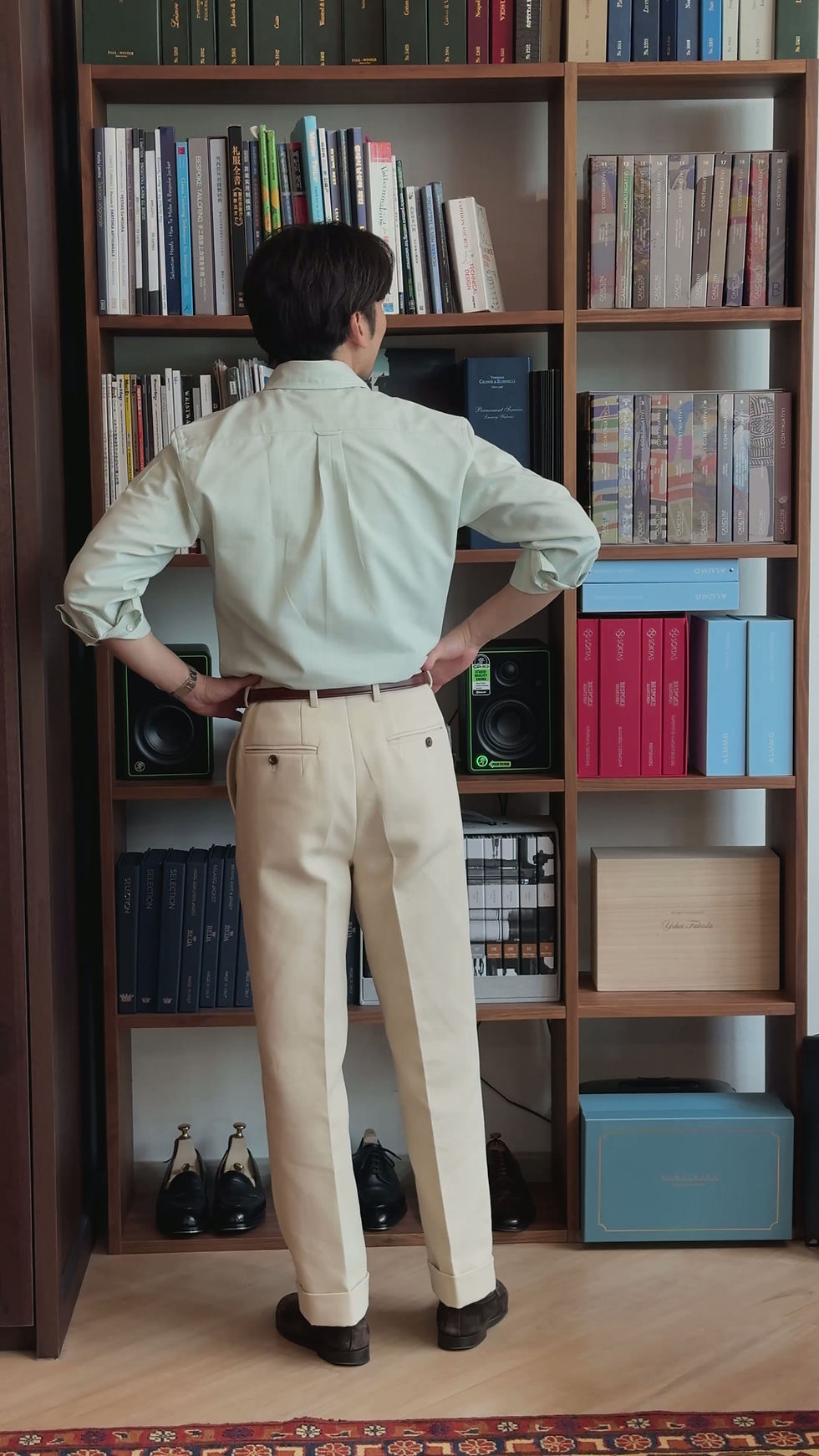 Thumbnail: Made-To-Order Double Forward Pleats Cotton Trousers