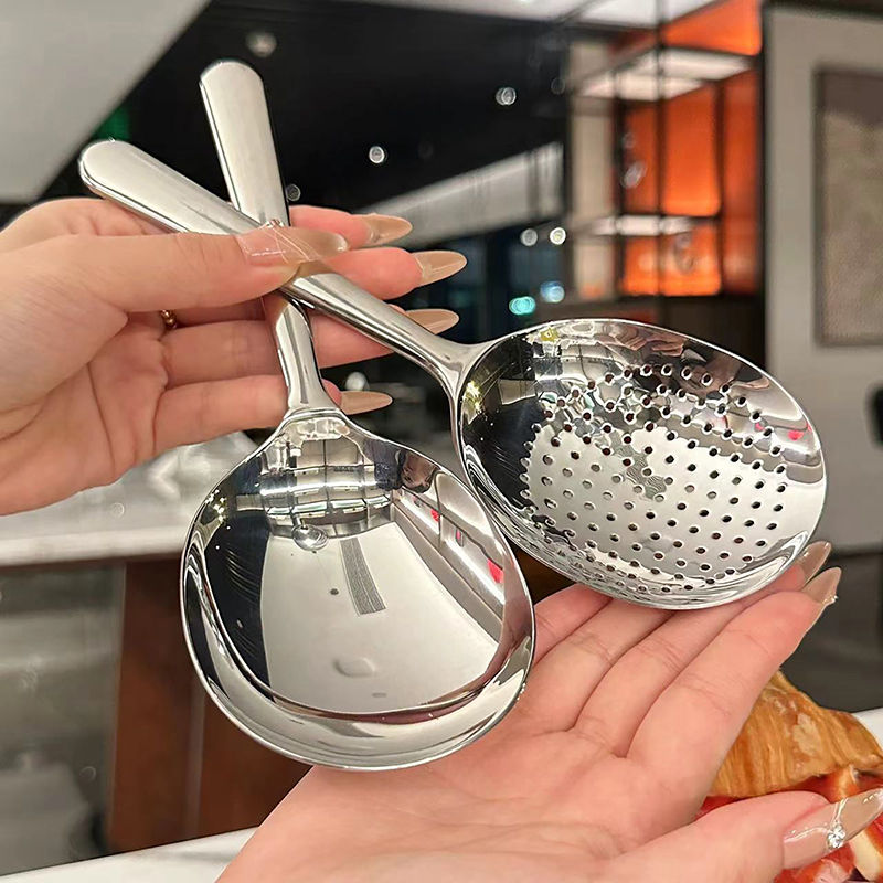 Stainless Steel Soup Ladle – Serving Spoon with Drain Hole, Heat Resistant