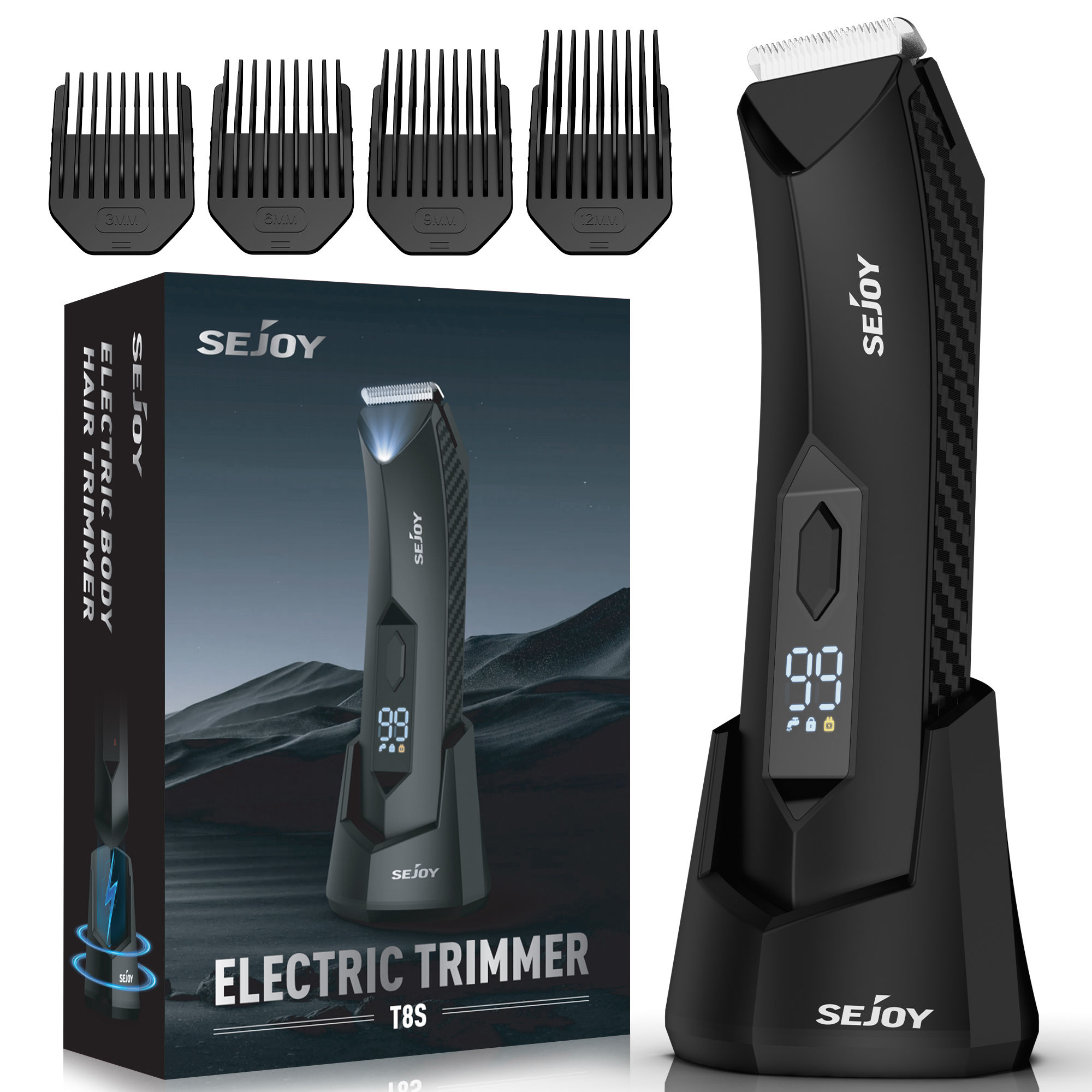 Sejoy T8S Men's Body & Groin Hair Trimmer Waterproof Ceramic Grooming Kit