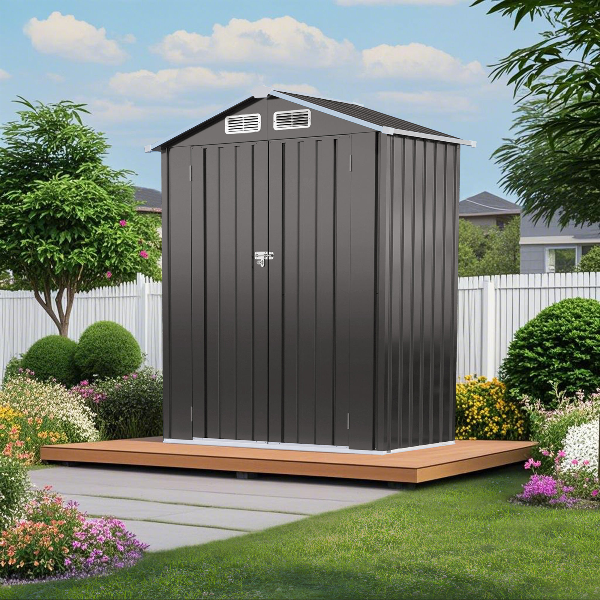 5x3 FT Metal Outdoor Storage Shed with Lock