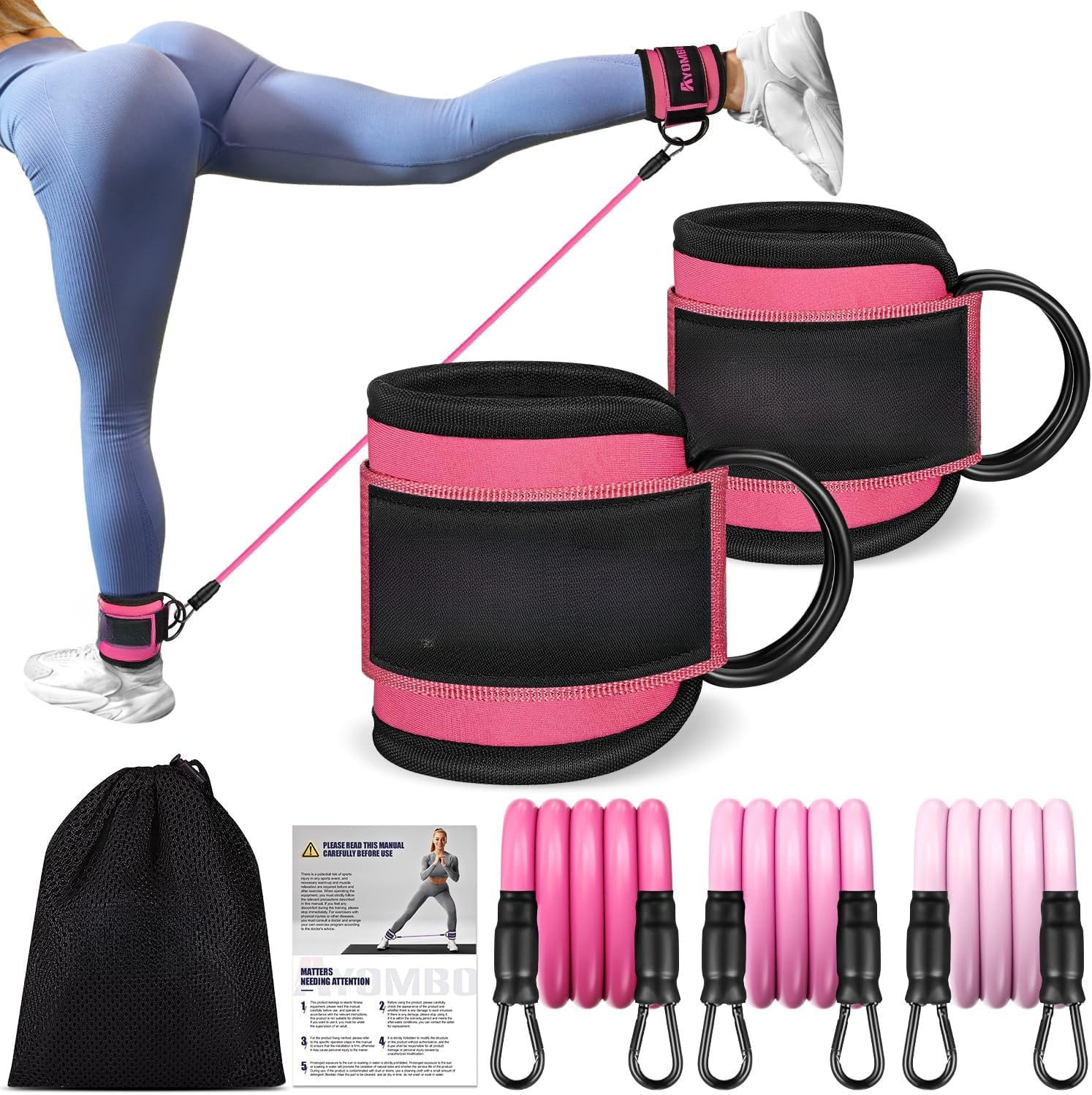3pcs Ankle Resistance Bands for Leg & Glute Workouts