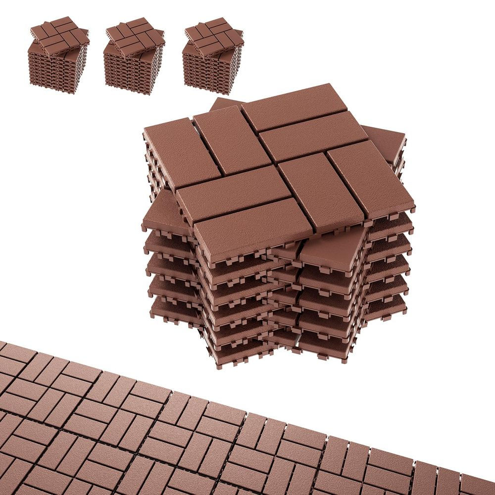 44-Pack Interlocking Deck Tiles – Outdoor Patio Flooring Tiles for Balcony, Gard