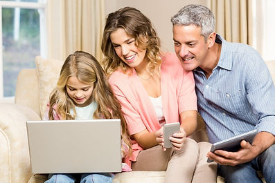 Family using forms of technology