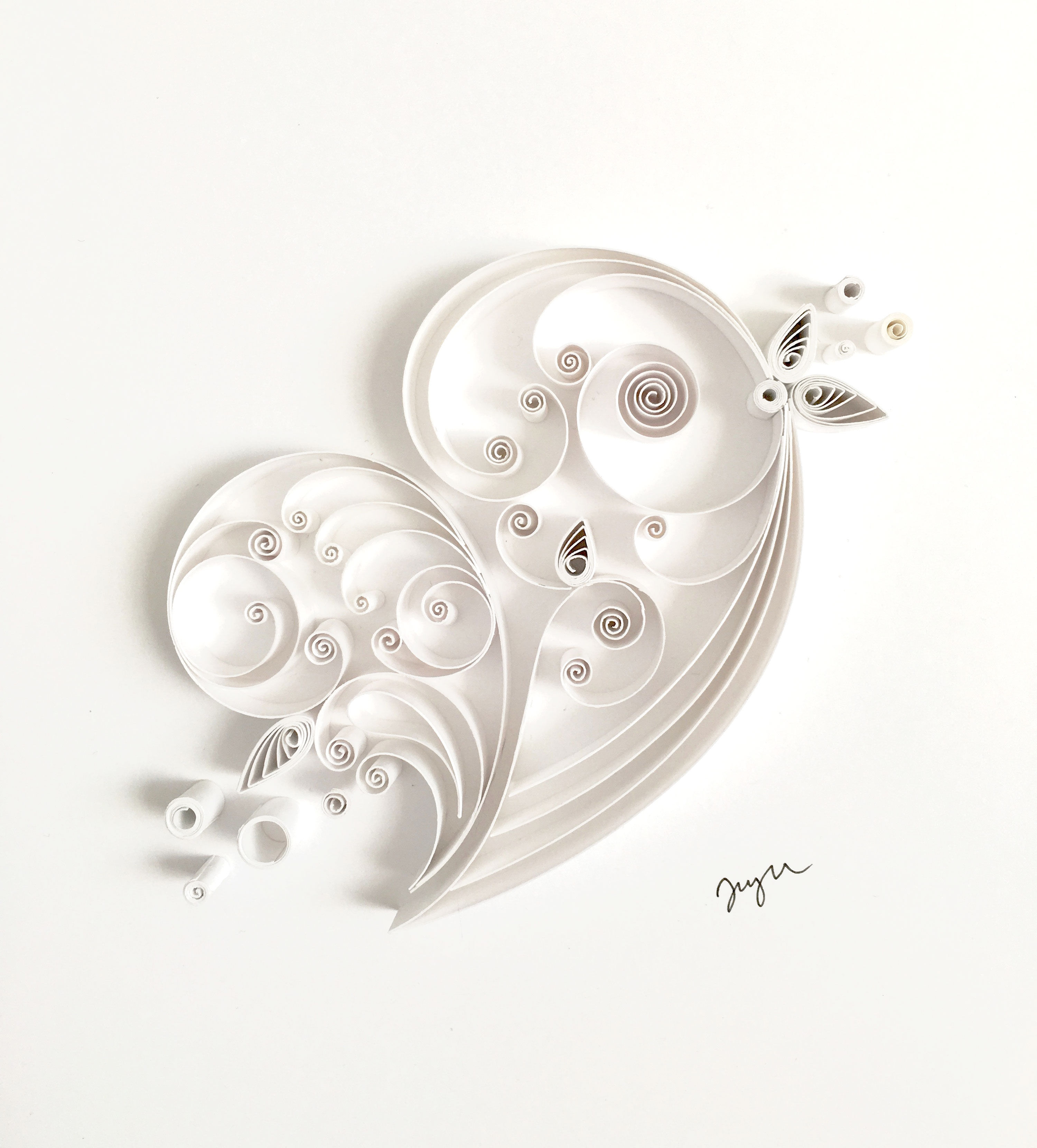 Pure of Hearts | White Quilled Paper Heart | Framed Wall Decor