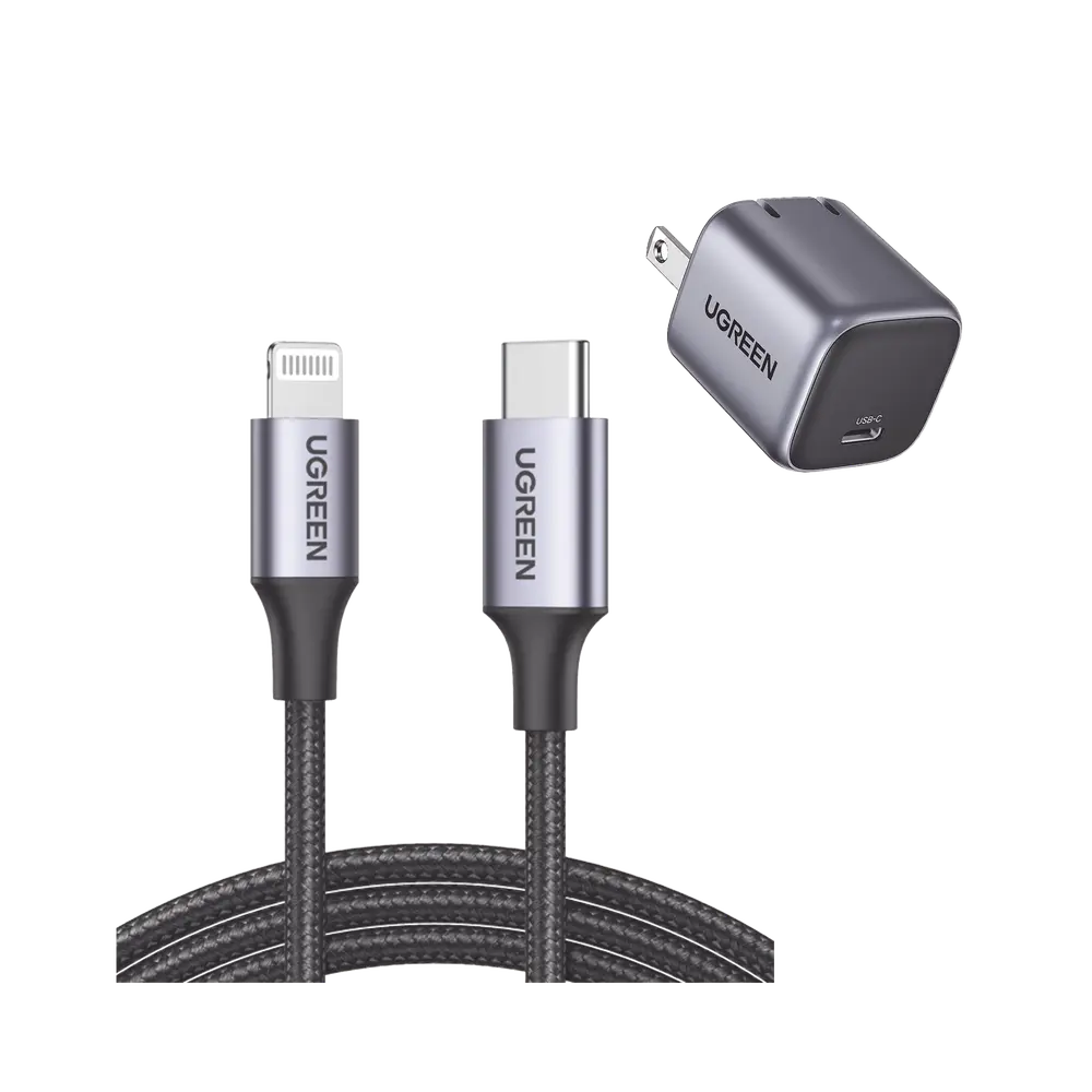 Kit de Cargador de 20w Tecnología GaN y Cable Lightning Certificado MFi / Incluy