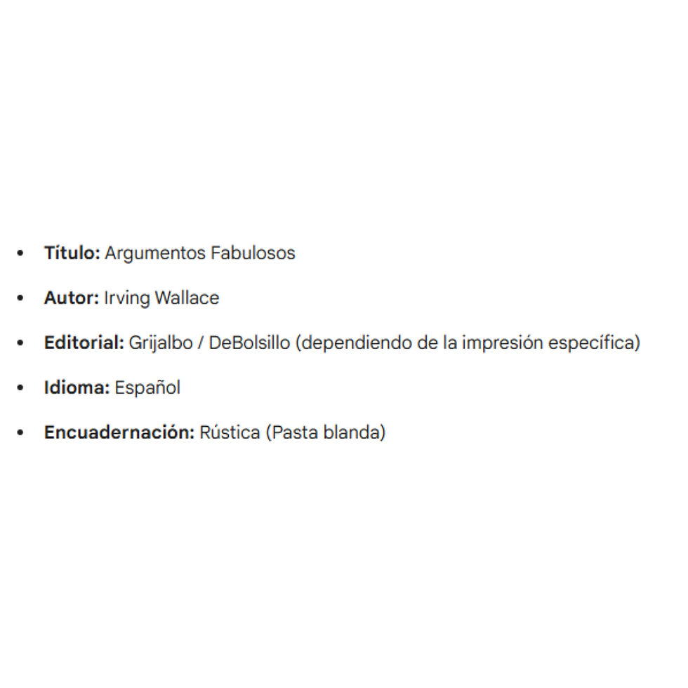 Miniatura: ARGUMENTOS FABULOSOS de IRVING WALLACE