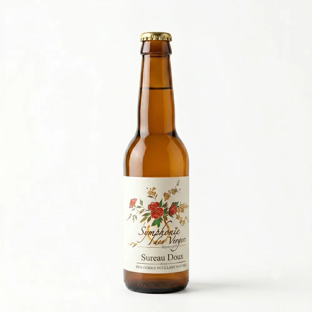 Canette de pétillant de sureau doux 33cl sur fond blanc